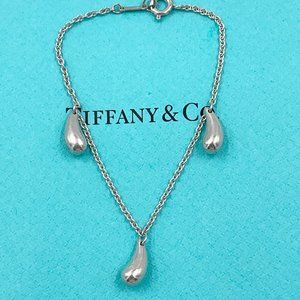 Authentic Tiffany & Co 925 Silver Triple Teardrop Pendant Bracelet